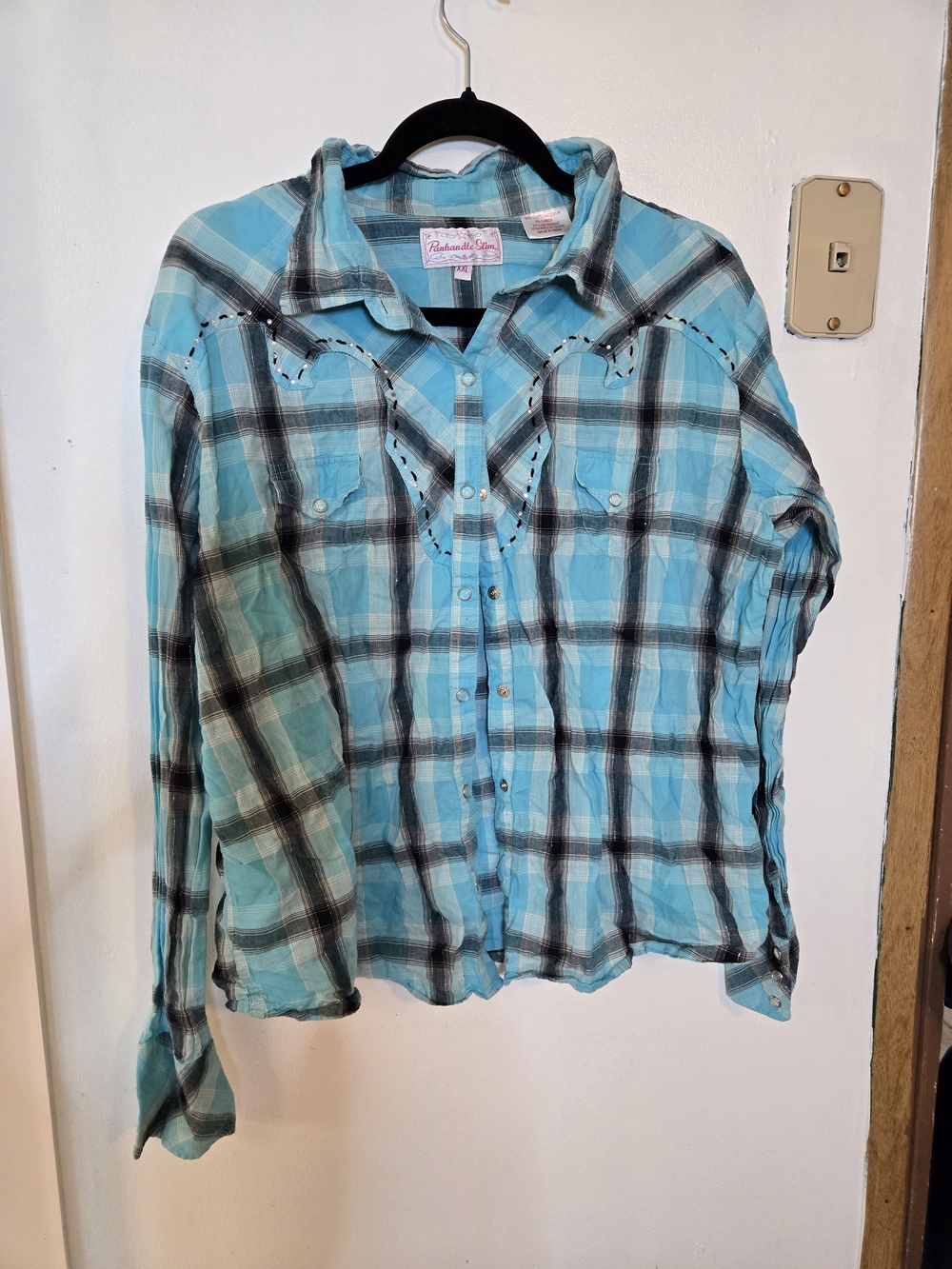 Panhandle Slim Turquoise Plaid Western Shirt